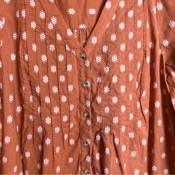 J. Jill peasant top orange brown patterned button India up small - Picture 7 of 9